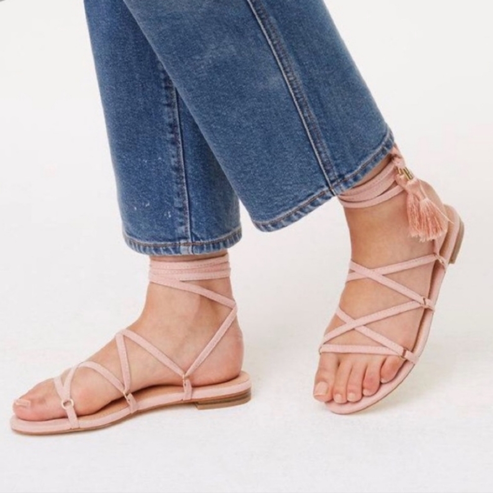 LOFT Tasseled Lace-Up Blush Pink Sandals Women's
